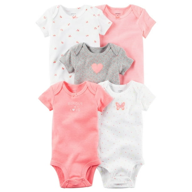Carters Baby Girls 5-Pack Short Sleeve Original Bodysuits Owl Flowers